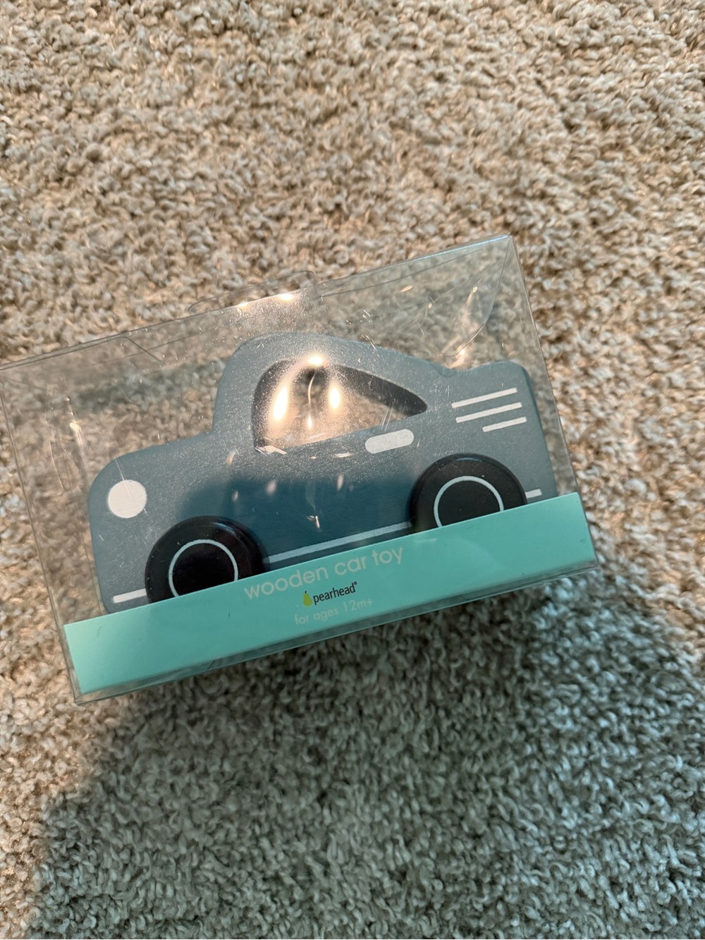 Pearhead Gray Wooden Car Toy with Black Wheels